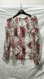 Blusa Roberta Biagi ricamata con Tullecon nappe