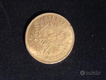 Austria, 8fl 20fr Franz Joseph I 1892 moneta d'oro