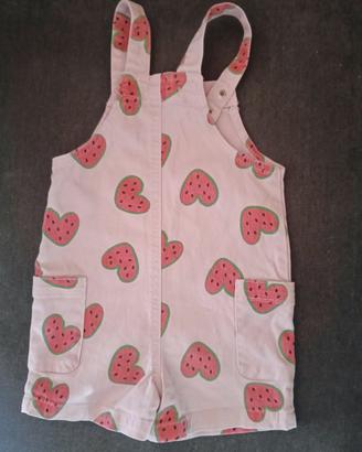 Salopette rosa  stampa cuori fragole Sinsay 92 cm
