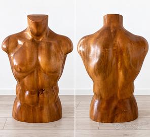 Busto legno massello di Design  - Anni 70 Vintage