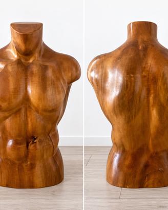 Busto legno massello di Design  - Anni 70 Vintage