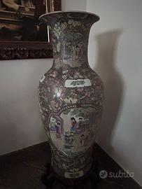 Grande vaso da terra cinese in porcellana Canton