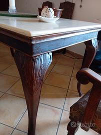 Tavolo vintage con marmo Crema Marfil