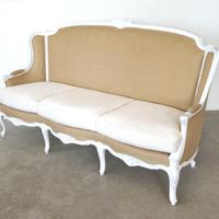 Divano Luigi XV bergère Restaurato Juta e Bouclé
