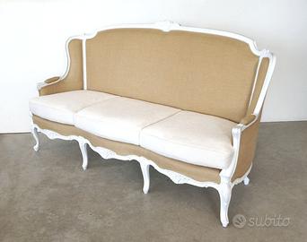 Divano Luigi XV bergère Restaurato Juta e Bouclé