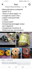 Motocoltivatore Lombardini con accessori