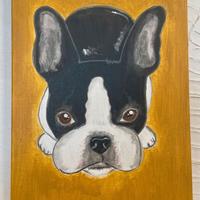 Quadro su tela dipinto a mano Bullodog Francese