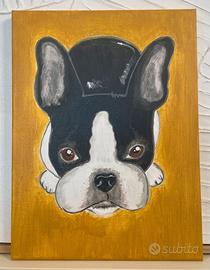 Quadro su tela dipinto a mano Bullodog Francese