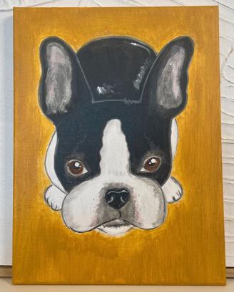 Quadro su tela dipinto a mano Bullodog Francese
