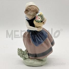 STATUA LLADRO' RAGAZZA CON CESTA DI FIORI
