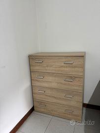 Cassettiera moderna 4 cassetti rovere