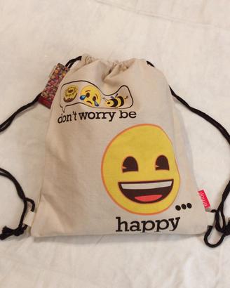 Sacca Emoji Collection in tela di cotone