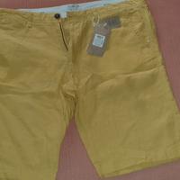 Pantaloncino uomo giallo puro lino