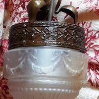 lampadario metallo liberty cupola vetro opalino