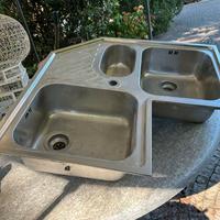 Lavandino INOX per cucina tripla vasca + accessori