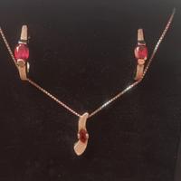 parure argento e rubino 