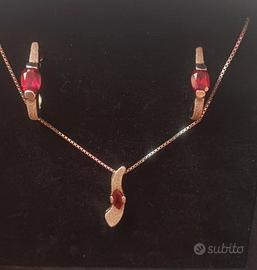 parure argento e rubino 