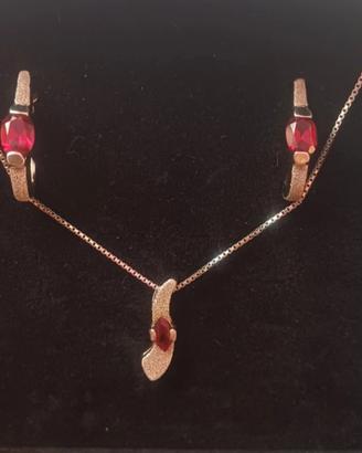 parure argento e rubino 