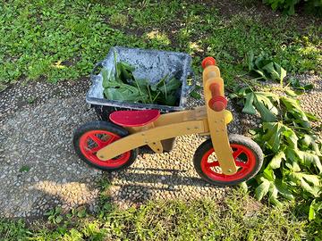 Bicicletta in legno senza pedali