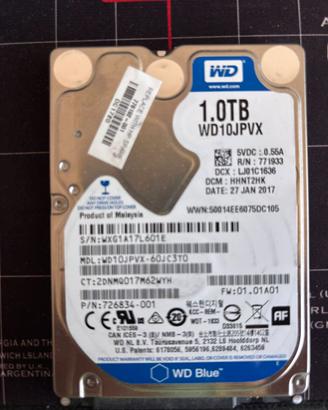 HARD DISK WD BLUE 1TB 5400 RPM 2,5" 1 TERA