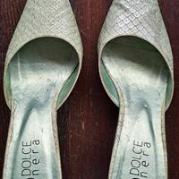 Scarpe Sabot donna verde menta in pelle. Taglia 35