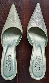 Scarpe Sabot donna verde menta in pelle. Taglia 35