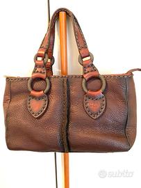 Borsa Tosca blu- vera pelle color marrone bruciato