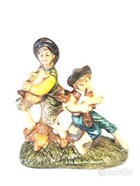 Presepe 10 cm pastori con fuoco CARTAPESTA