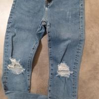 jeans ragazza 10-12 anni strappati e scoloriti