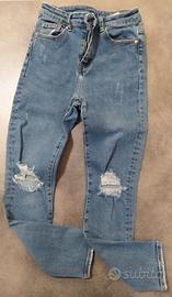 jeans ragazza 10-12 anni strappati e scoloriti