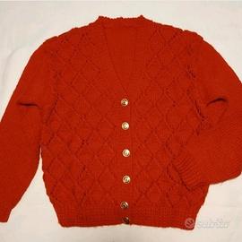 Cardigan donna rosso vintage handmade 