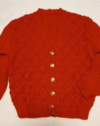 Cardigan donna rosso vintage handmade 