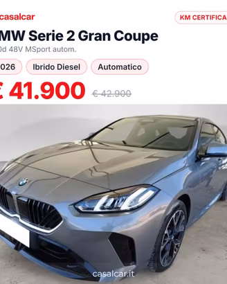 BMW Serie 2 Gran Coupe 220d 48V MSport autom.