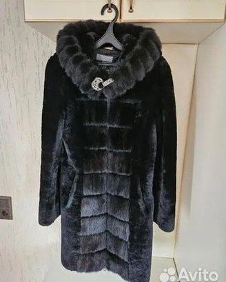 Pelliccia vera teddy montone Visone nero cappuccio