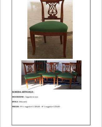 Seggiole in noce '800 antiquariato