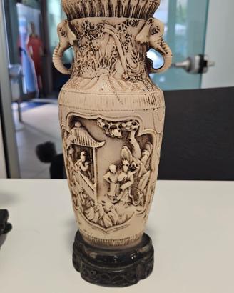 Vaso Cinese Intagliato Chinoiserie Vintage 