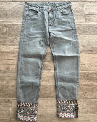 Jeans Desigual Grigi Paillettes TG 38 Slim Fit