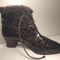 Stivaletto donna EU 37,5 pelle marrone e pelliccia
