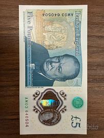 Sterline 5 pound fior di stampa regina elisabetta