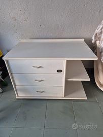 cassettiera per bambini bianca in legno