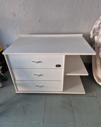 cassettiera per bambini bianca in legno