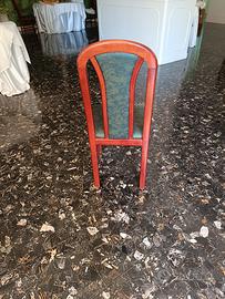 Poltroncina in mogano e similpelle verde