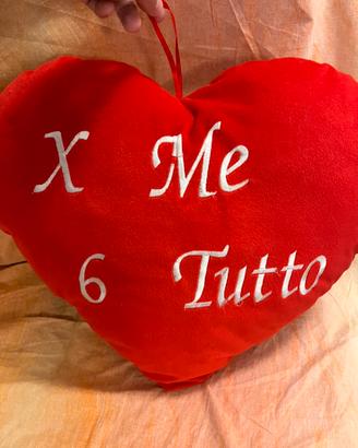 Cuscino cuore rosso con dedica