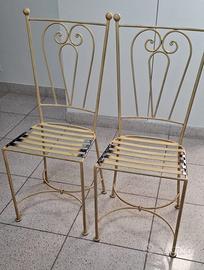 n.4 sedie in ferro battuto realizzate a mano beige