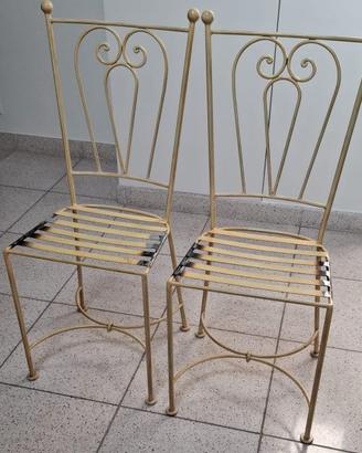 n.4 sedie in ferro battuto realizzate a mano beige