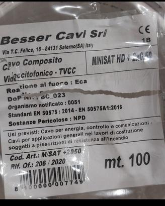 Cavo composito MINISAT HD + 2×0,50 mm² – 100 m – N