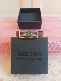 Bracciale uomo sector in pelle marrone e accaio