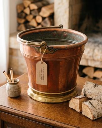 Secchio d'epoca in rame e ottone