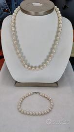 collana e bracciale in perle e oro 