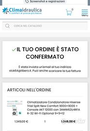 Condizionatore Hisense trial split